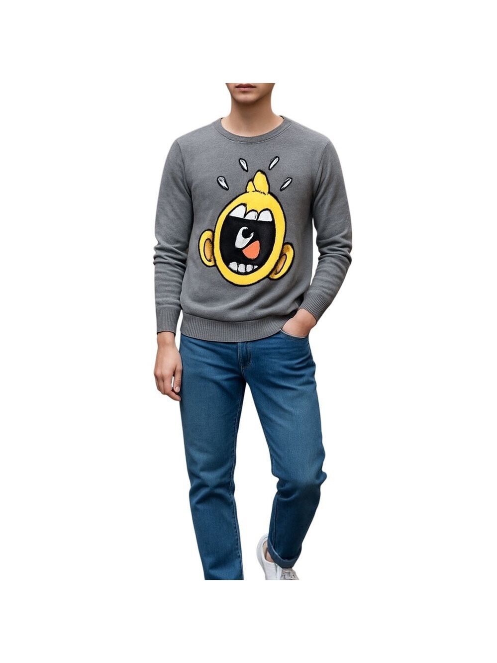 Men's Flying Machine Sweater Size L Gray